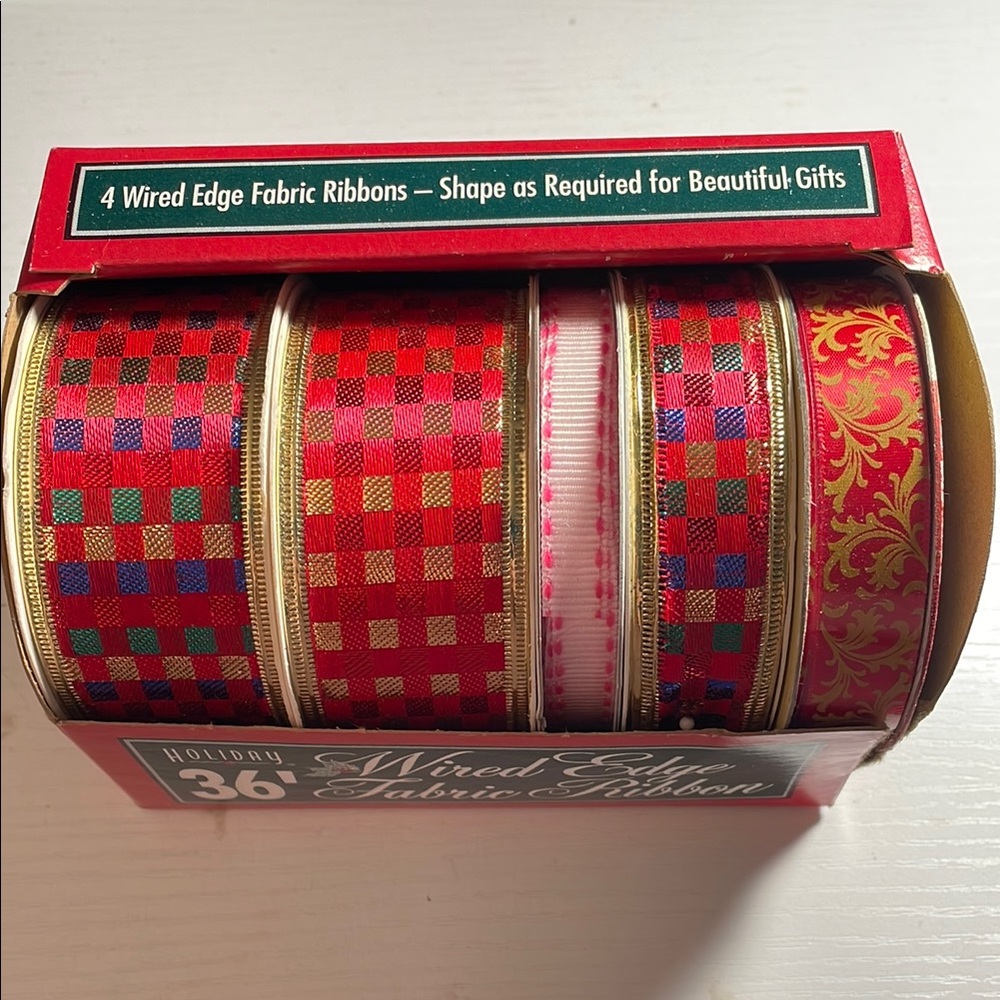 Holiday Wired Edge Fabric Ribbons Set